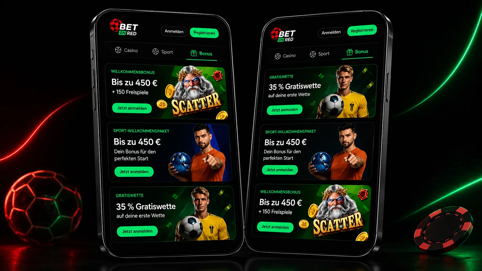 BetOnRed App Bonusbereich auf mobilen Geräten