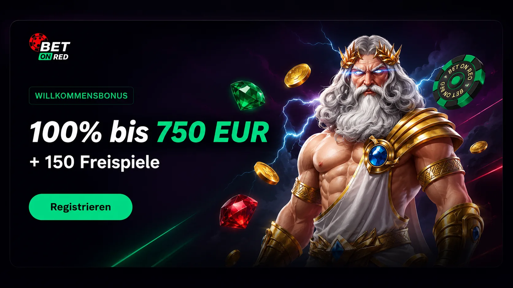 BetOnRed Welcome Bonus mit Zeus Motiv